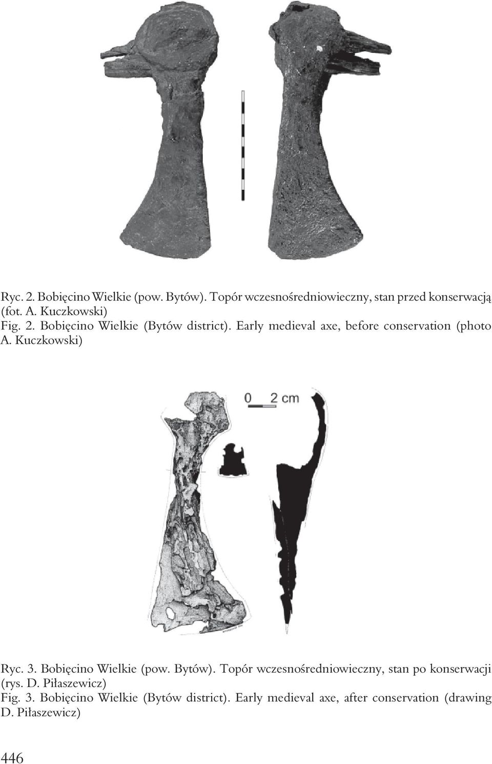 Kuczkowski) Ryc. 3. Bobięcino Wielkie (pow. Bytów). Topór wczesnośredniowieczny, stan po konserwacji (rys. D.