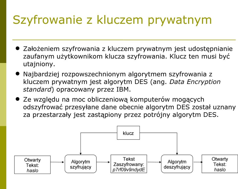 Data Encryption standard) opracowany przez IBM.