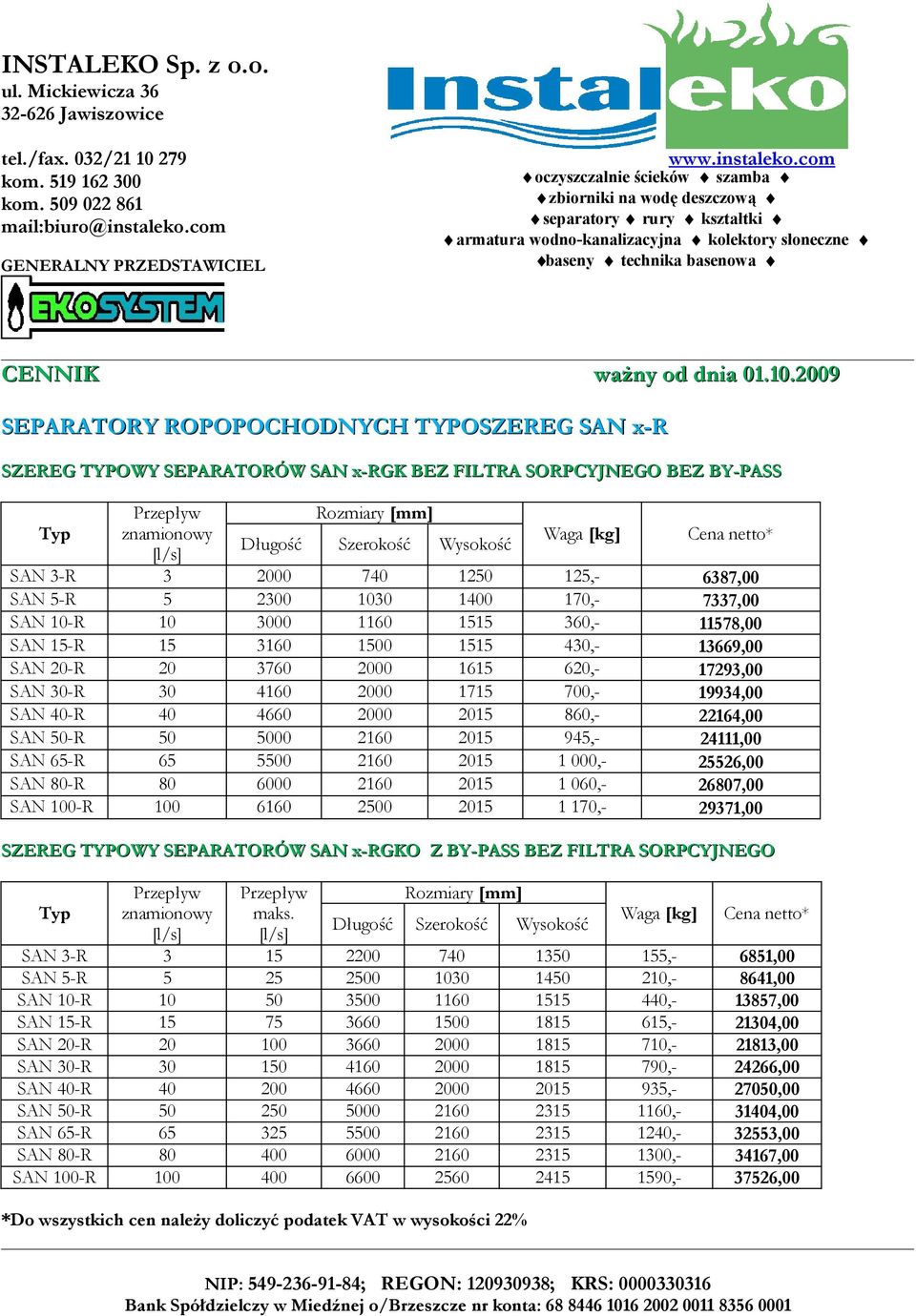 700,- 19934,00 SAN 40-R 40 4660 2000 2015 860,- 22164,00 SAN 50-R 50 5000 2160 2015 945,- 24111,00 SAN 65-R 65 5500 2160 2015 1 000,- 25526,00 SAN 80-R 80 6000 2160 2015 1 060,- 26807,00 SAN 100-R