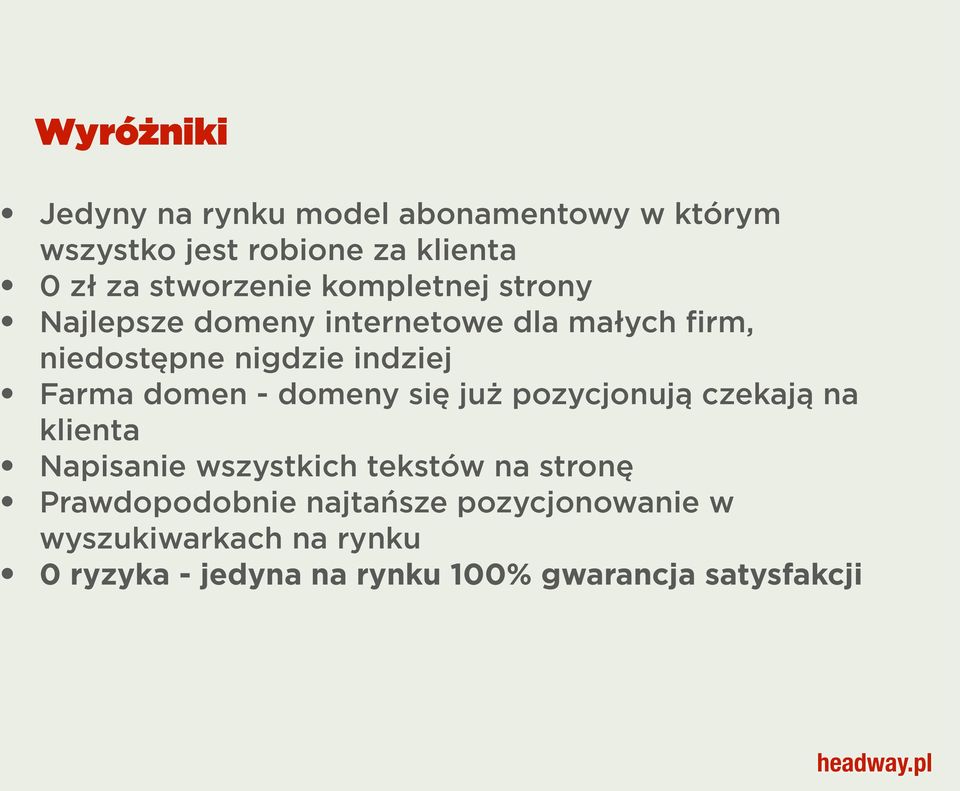 Farma domen - domeny się już pozycjonują czekają na klienta Napisanie wszystkich tekstów na stronę