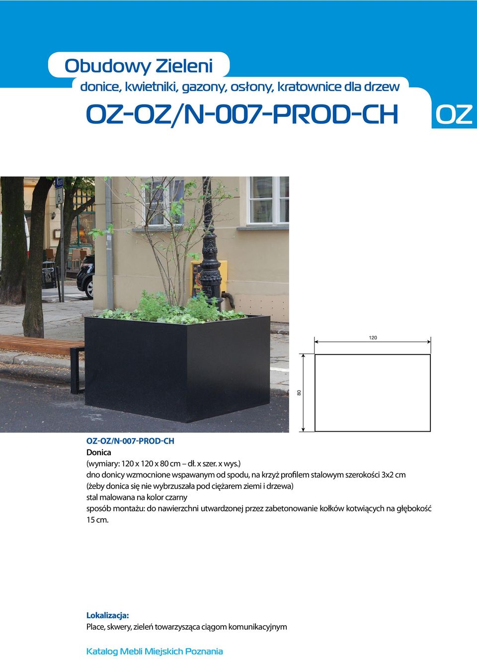 ) dno donicy wzmocnione wspawanym od spodu, na krzyż profilem stalowym szerokości 3x2 cm (żeby donica się nie wybrzuszała pod
