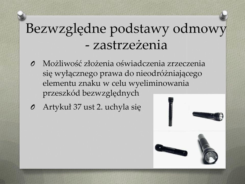 do nieodróżniającego elementu znaku w celu