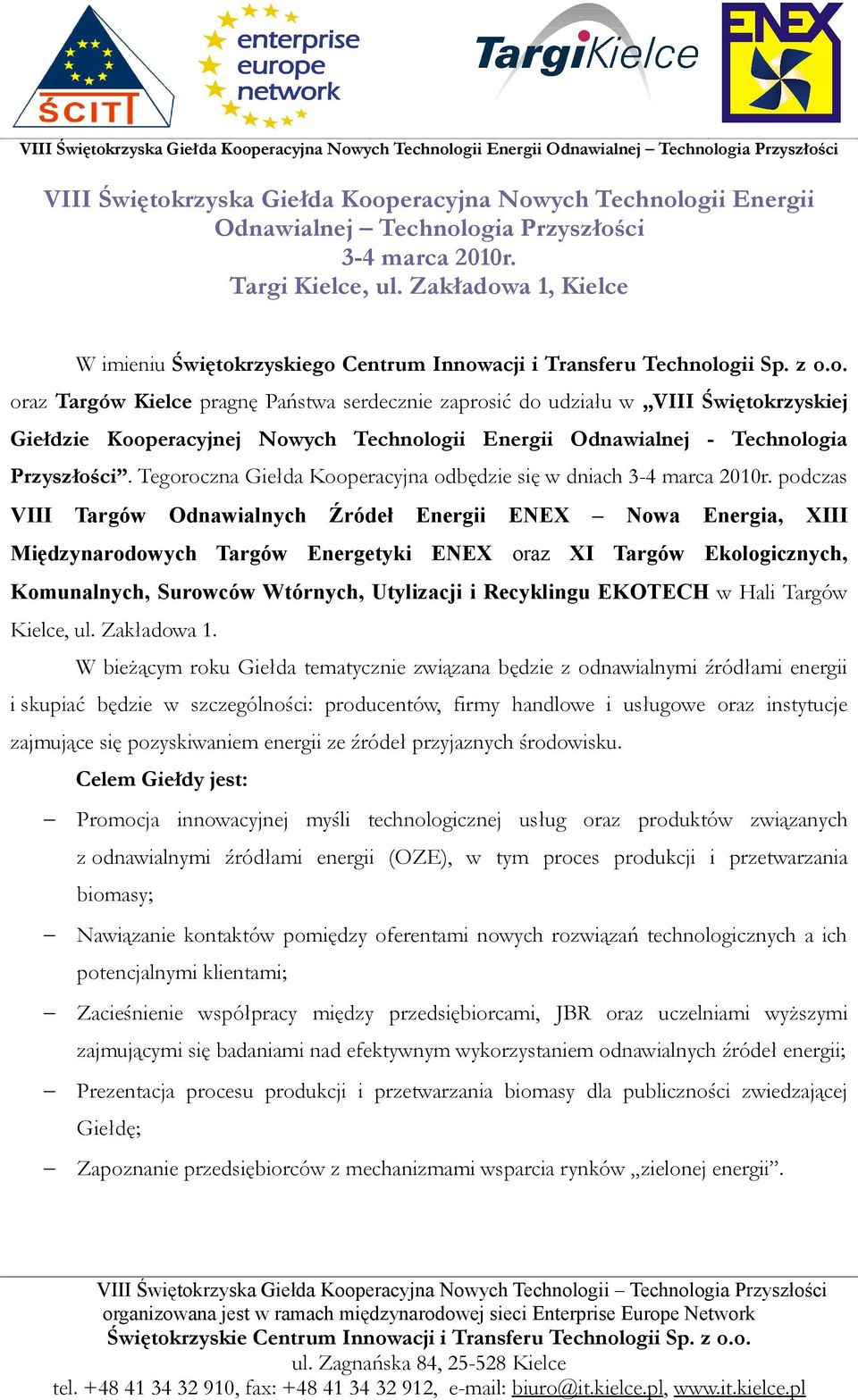 Tegoroczna Giełda Kooperacyjna odbędzie się w dniach 3-4 marca 2010r.