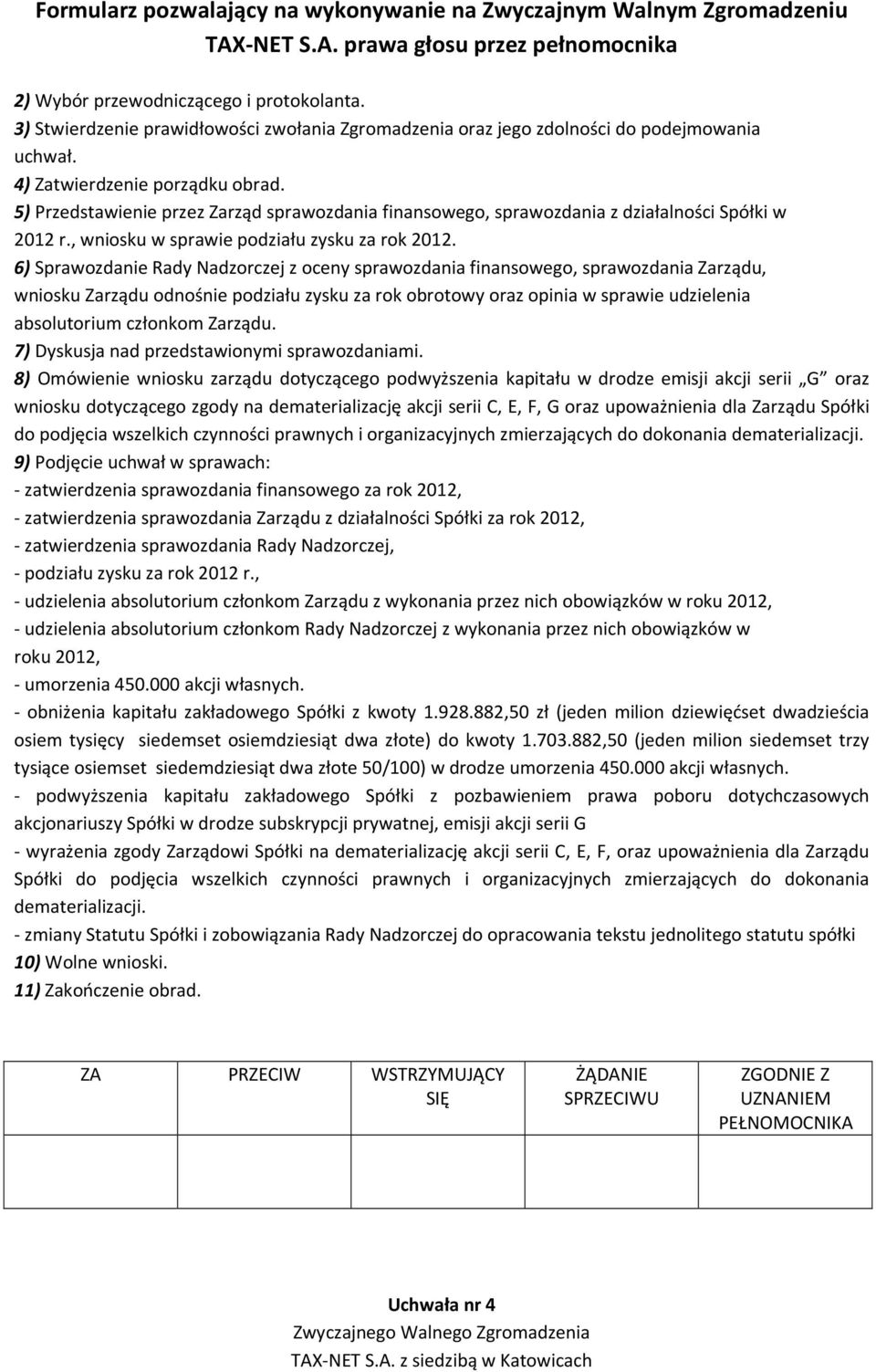 6) Sprawozdanie Rady Nadzorczej z oceny sprawozdania finansowego, sprawozdania Zarządu, wniosku Zarządu odnośnie podziału zysku za rok obrotowy oraz opinia w sprawie udzielenia absolutorium członkom