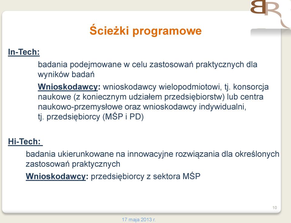 konsorcja naukowe (z koniecznym udziałem przedsiębiorstw) lub centra naukowo-przemysłowe oraz wnioskodawcy