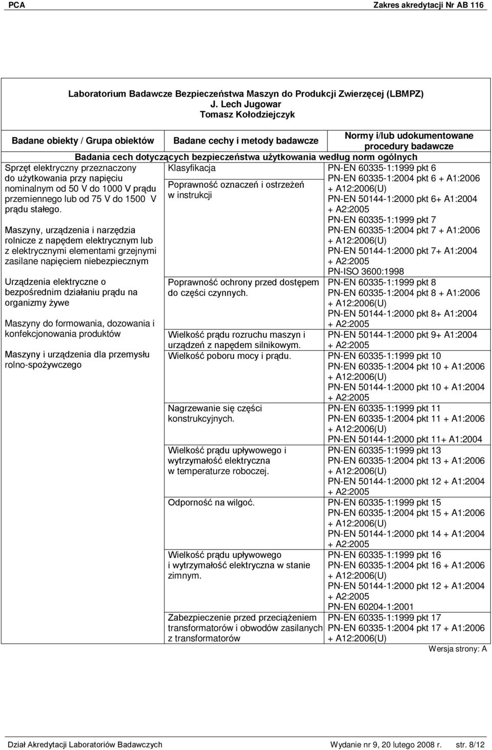 bezpośrednim działaniu prądu na organizmy żywe Maszyny do formowania, dozowania i konfekcjonowania produktów Maszyny i urządzenia dla przemysłu Poprawność oznaczeń i ostrzeżeń w instrukcji Poprawność