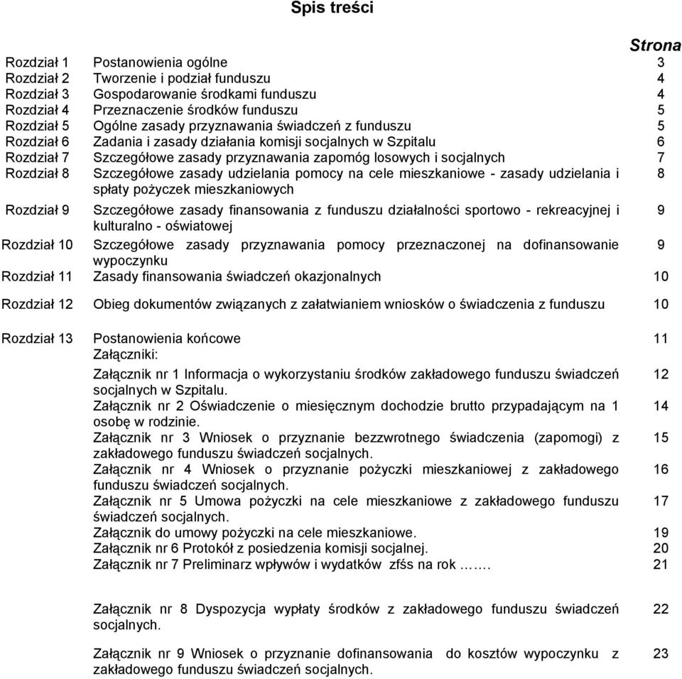 Rozdział 8 Szczegółowe zasady udzielania pomocy na cele mieszkaniowe - zasady udzielania i spłaty pożyczek mieszkaniowych 8 Rozdział 9 Szczegółowe zasady finansowania z funduszu działalności sportowo