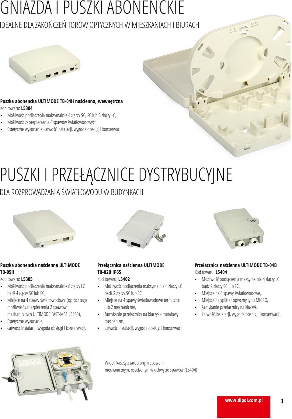 ź kolor biały, ź wymiary 5x5 mm, ź miejsce na etykietę 9x0 mm, ź montaż jednego adaptera typu SC Simplex.