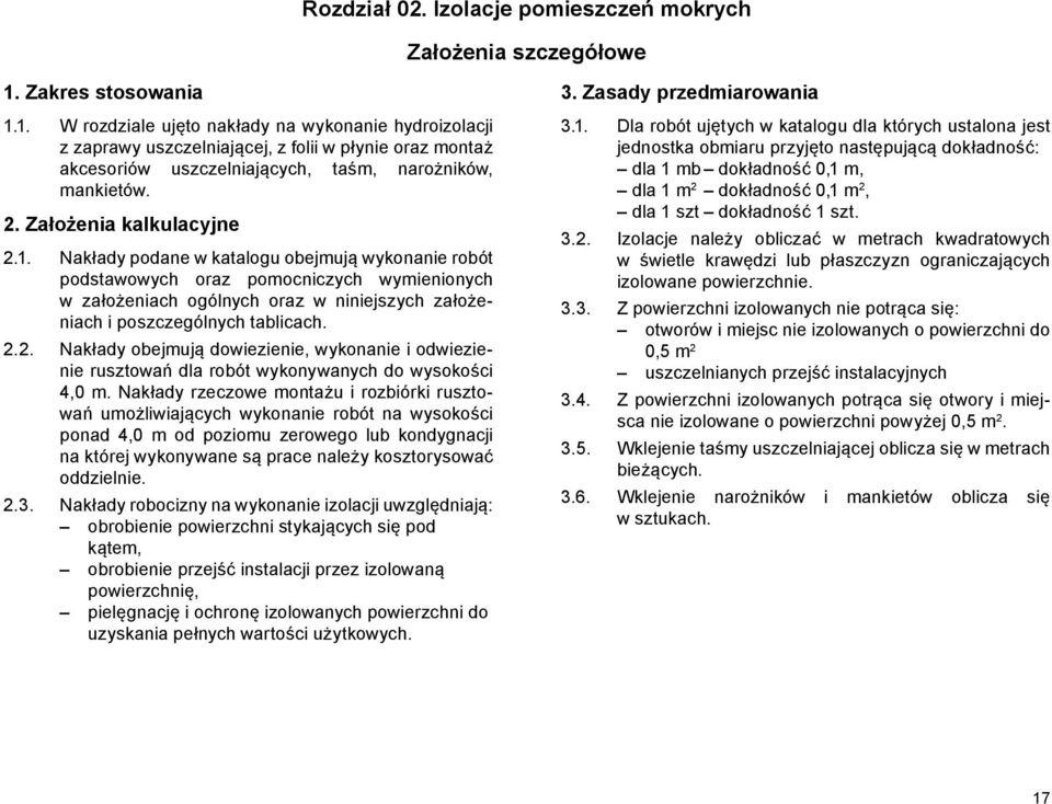 Założenia kalkulacyjne 2.1.