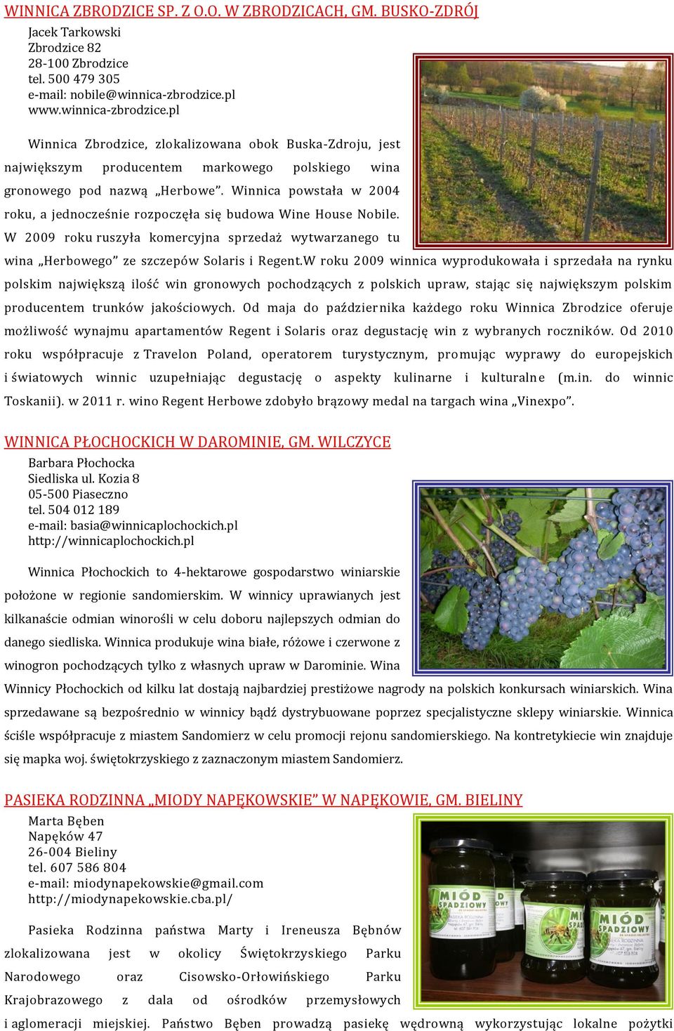 Winnica powstała w 2004 roku, a jednocześnie rozpoczęła się budowa Wine House Nobile. W 2009 roku ruszyła komercyjna sprzedaż wytwarzanego tu wina Herbowego ze szczepów Solaris i Regent.