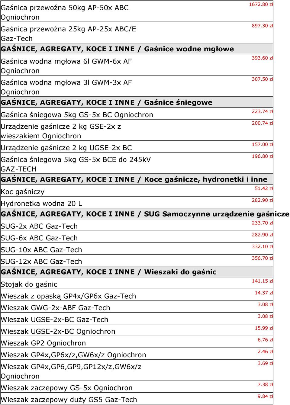 gaśnicze 2 kg UGSE-2x BC Gaśnica śniegowa 5kg GS-5x BCE do 245kV GAZ-TECH 1672.80 zł 897.30 zł 393.60 zł 307.50 zł 223.74 zł 200.74 zł 157.00 zł 196.