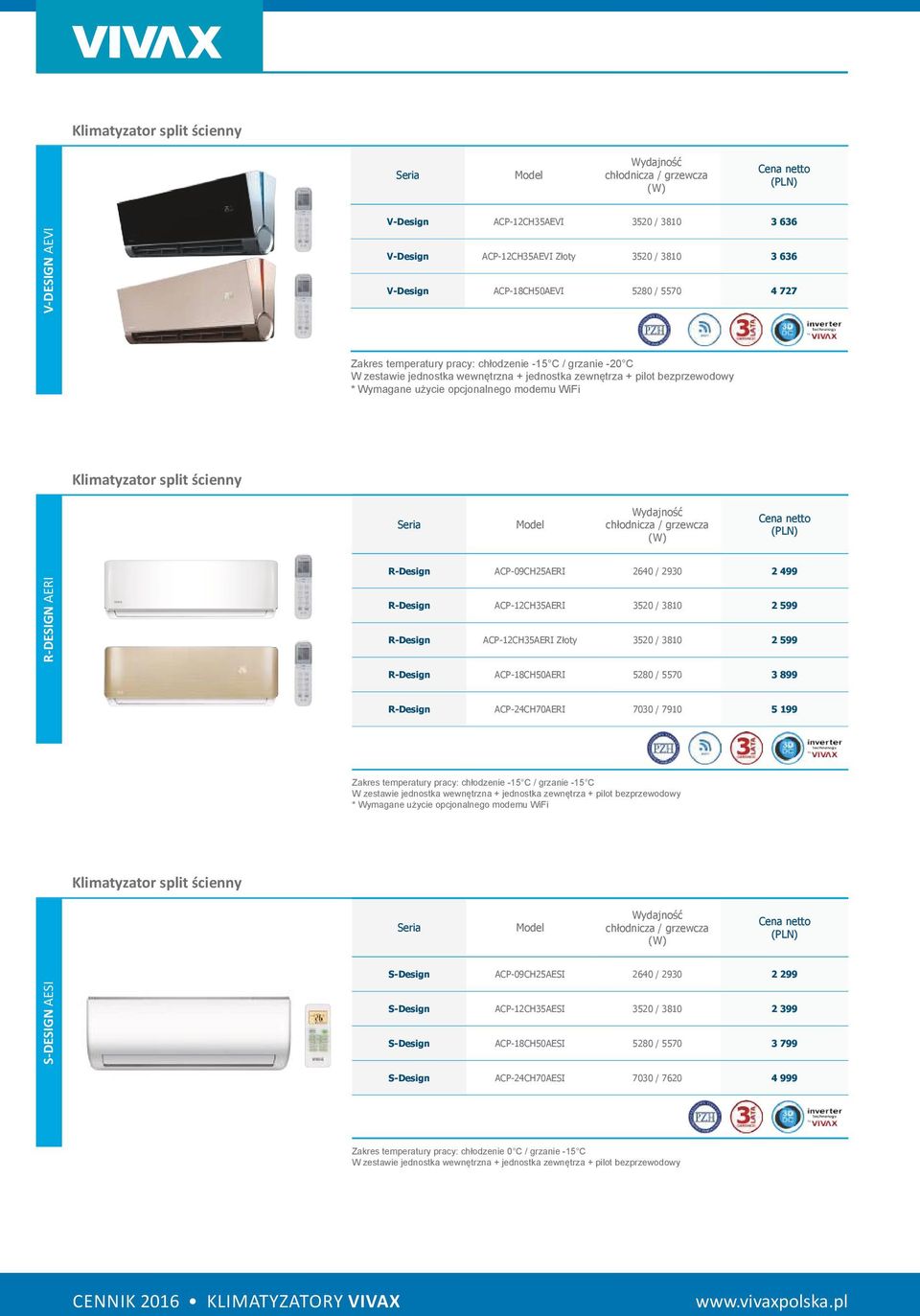 R-Design ACP-09CH25AERI 2640 / 2930 2 499 R-Design ACP-12CH35AERI 3520 / 3810 2 599 R-Design ACP-12CH35AERI Złoty 3520 / 3810 2 599 R-Design ACP-18CH50AERI 5280 / 5570 3 899 R-Design ACP-24CH70AERI