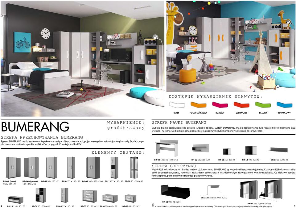 Dodatkowym elementem w zestawie są niskie szafki, które mogą pełnić funkcje stolika RTV STREFA NAUKI BUMERANG Wybierz biurko odpowiednie do potrzeb Twojego dziecka.