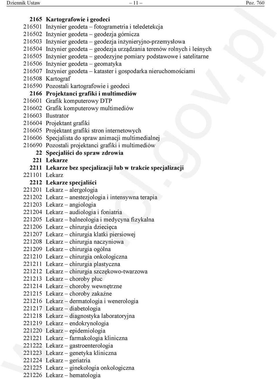 Inżynier geodeta geodezja urządzania terenów rolnych i leśnych 216505 Inżynier geodeta geodezyjne pomiary podstawowe i satelitarne 216506 Inżynier geodeta geomatyka 216507 Inżynier geodeta kataster i