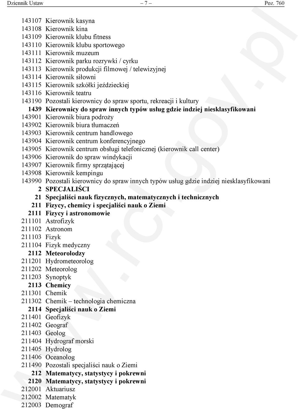produkcji filmowej / telewizyjnej 143114 Kierownik siłowni 143115 Kierownik szkółki jeździeckiej 143116 Kierownik teatru 143190 Pozostali kierownicy do spraw sportu, rekreacji i kultury 1439