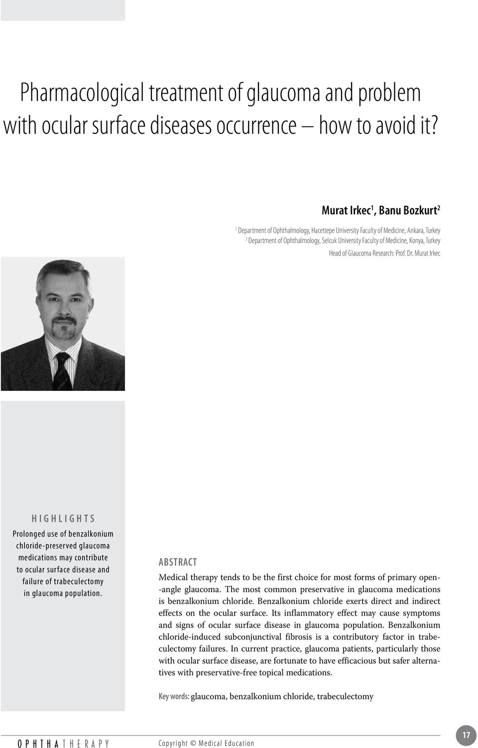 Head of Glaucoma Research: Prof. Dr.