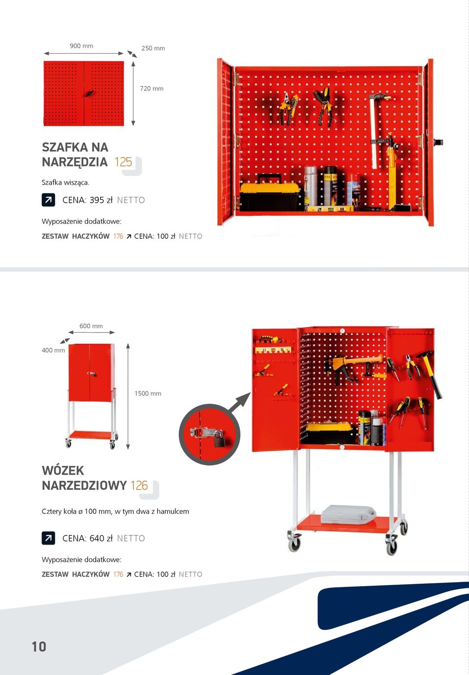 NETTO 600 mm 400 mm 1500 mm WÓZEK NARZEDZIOWY 126 Cztery ko³a 100 mm, w tym