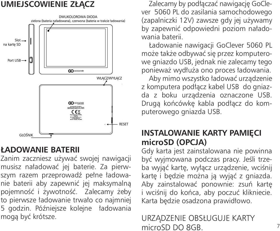 Aby mimo wszystko ładować urządzenie z komputera podłącz kabel USB do gniazda z boku urządzenia oznaczone USB. Drugą końcówkę kabla podłącz do komputerowego gniazda USB.