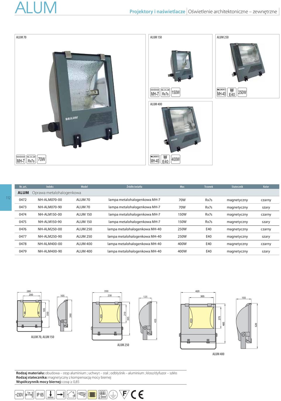 lampa metalohalogenkowa MH-7 70W Rx7s magnetyczny szary 0474 NH-ALM-00 ALUM lampa metalohalogenkowa MH-7 W Rx7s magnetyczny czarny 0475 NH-ALM-90 ALUM lampa metalohalogenkowa MH-7 W Rx7s magnetyczny