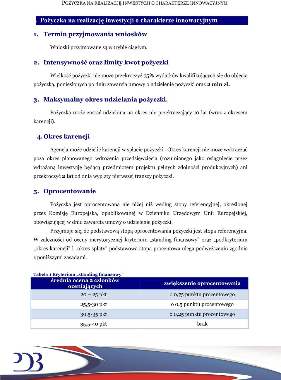 mln zł. 3. Maksymalny okres udzielania pożyczki. Pożyczka może zostać udzielona na okres nie przekraczający 10 lat (wraz z okresem karencji). 4.