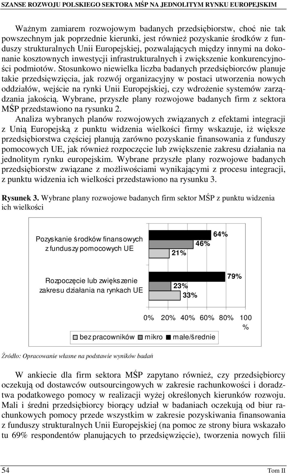 Stosunkowo niewielka liczba badanych przedsibiorców planuje takie przedsiwzicia, jak rozwój organizacyjny w postaci utworzenia nowych oddziałów, wejcie na rynki Unii Europejskiej, czy wdroenie