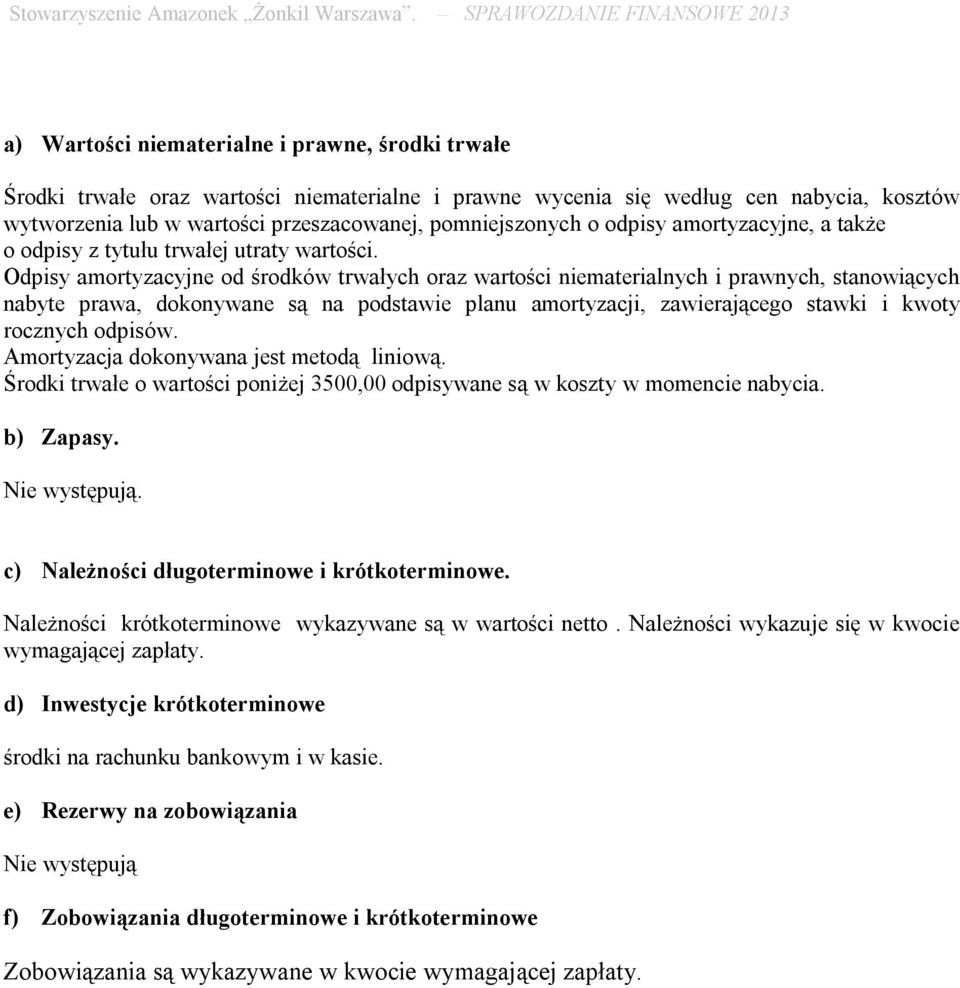 Odpisy amortyzacyjne od środków trwałych oraz wartości niematerialnych i prawnych, stanowiących nabyte prawa, dokonywane są na podstawie planu amortyzacji, zawierającego stawki i kwoty rocznych