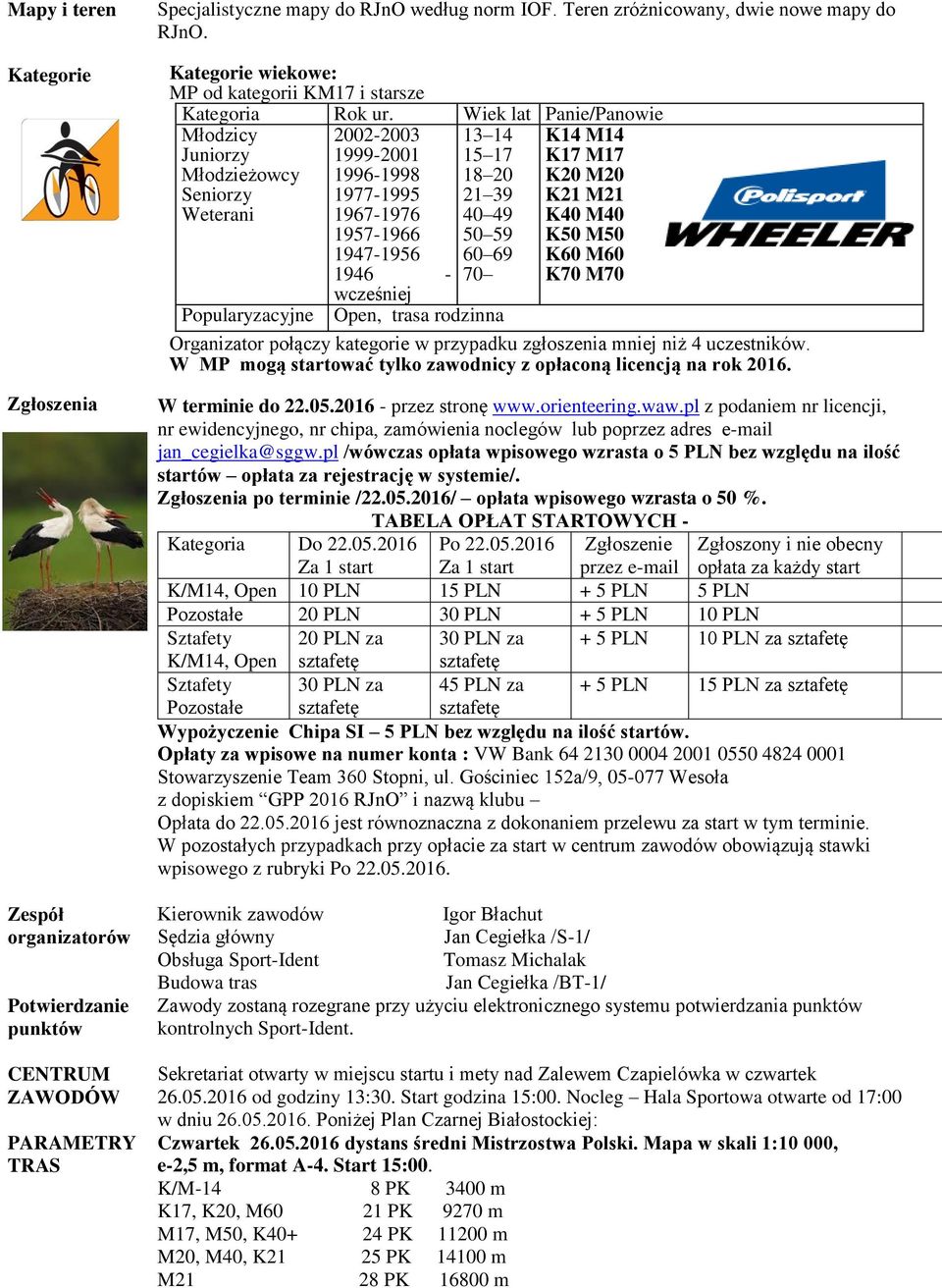 Wiek lat Panie/Panowie Młodzicy Juniorzy Młodzieżowcy Seniorzy Weterani Popularyzacyjne 2002-2003 1999-2001 1996-1998 1977-1995 1967-1976 1957-1966 1947-1956 1946 - wcześniej 13 14 15 17 18 20 21 39