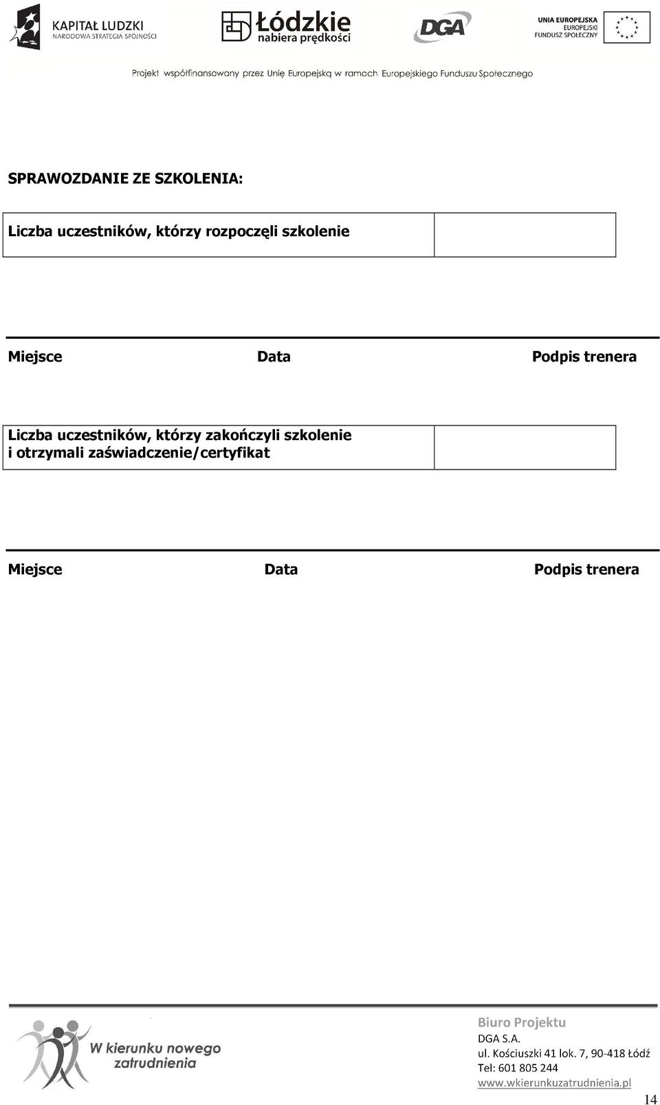 Liczba uczestników, którzy zakończyli szkolenie i