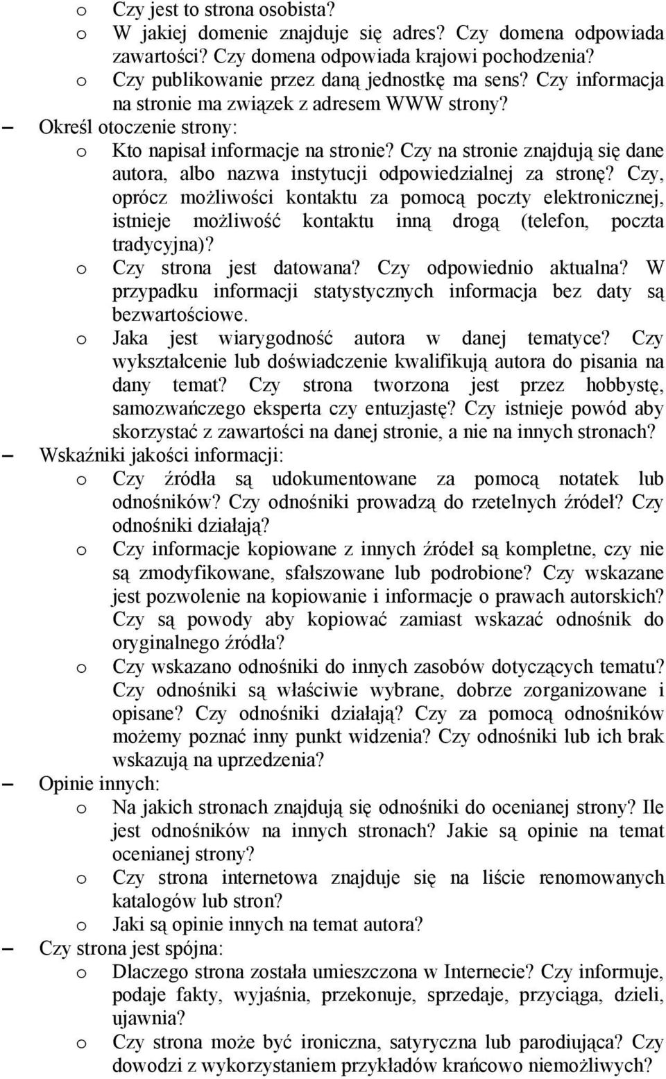 Czy na stronie znajdują się dane autora, albo nazwa instytucji odpowiedzialnej za stronę?
