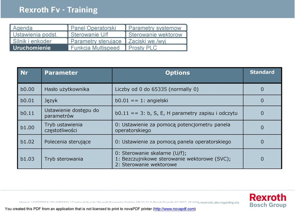 11 == 3: b, S, E, H parametry zapisu i odczytu : Ustawienie za pomocą potencjometru panela operatorskiego b1.