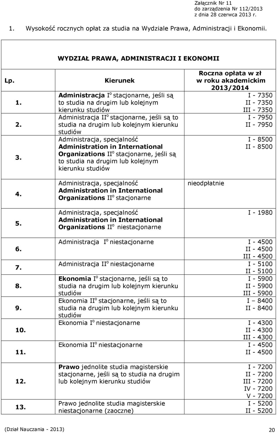 Administration in International Organizations II o stacjonarne, jeśli są to studia na drugim lub kolejnym Administracja, specjalność Administration in International Organizations II o stacjonarne