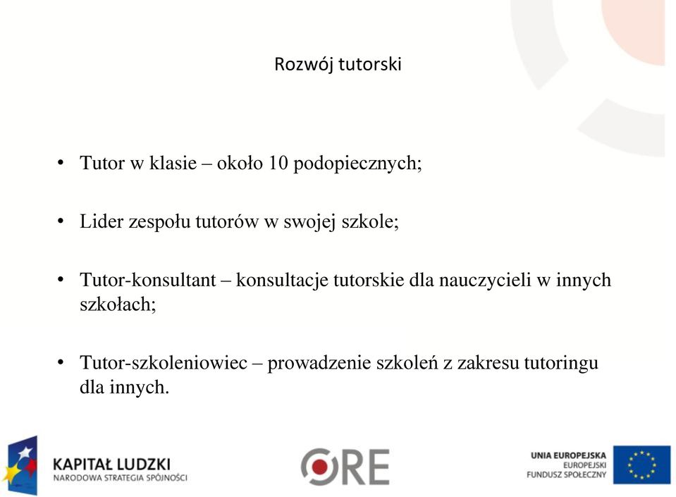 konsultacje tutorskie dla nauczycieli w innych szkołach;