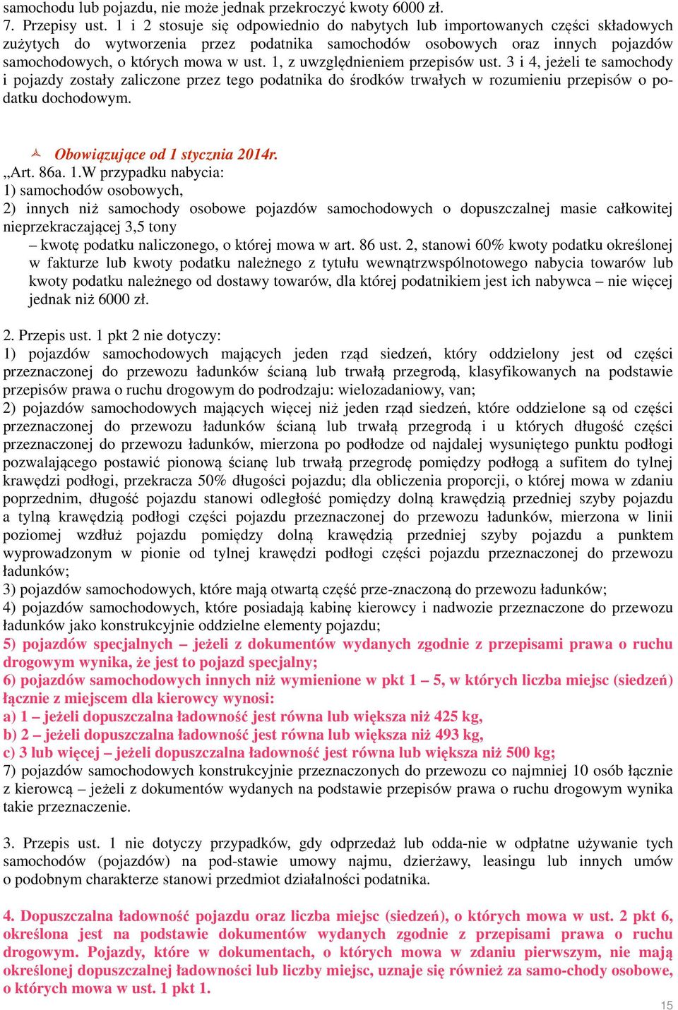 1, z uwzględnieniem przepisów ust. 3 i 4, jeżeli te samochody i pojazdy zostały zaliczone przez tego podatnika do środków trwałych w rozumieniu przepisów o podatku dochodowym.