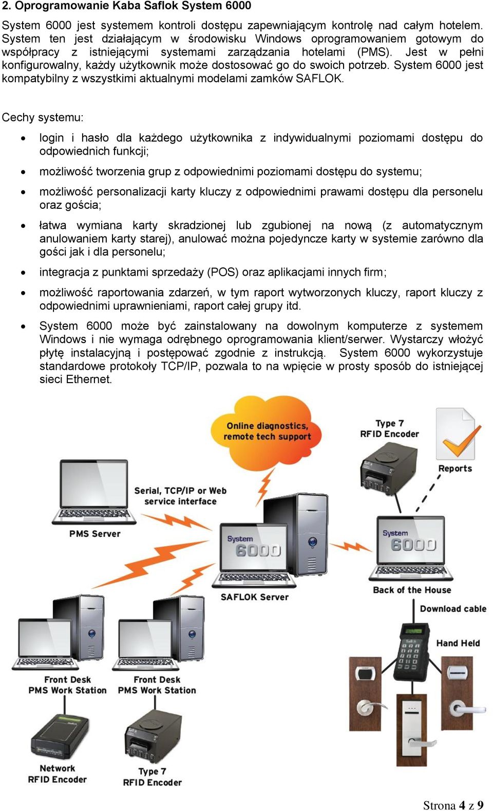 Jest w pełni konfigurowalny, każdy użytkownik może dostosować go do swoich potrzeb. System 6000 jest kompatybilny z wszystkimi aktualnymi modelami zamków SAFLOK.