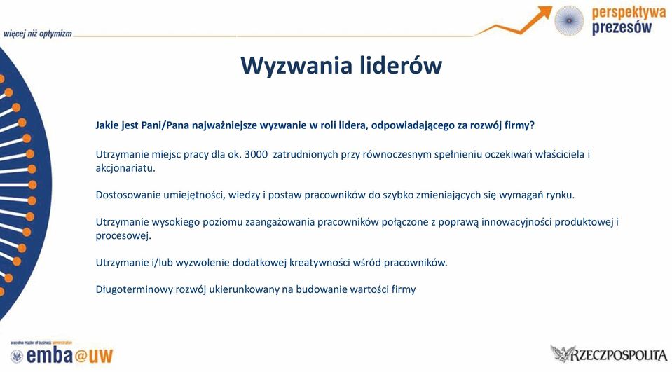 Dostosowanie umiejętności, wiedzy i postaw pracowników do szybko zmieniających się wymagań rynku.