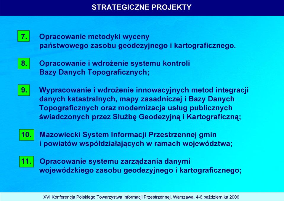 Wypracowanie i wdrożenie innowacyjnych metod integracji danych katastralnych, mapy zasadniczej i Bazy Danych Topograficznych oraz modernizacja usług