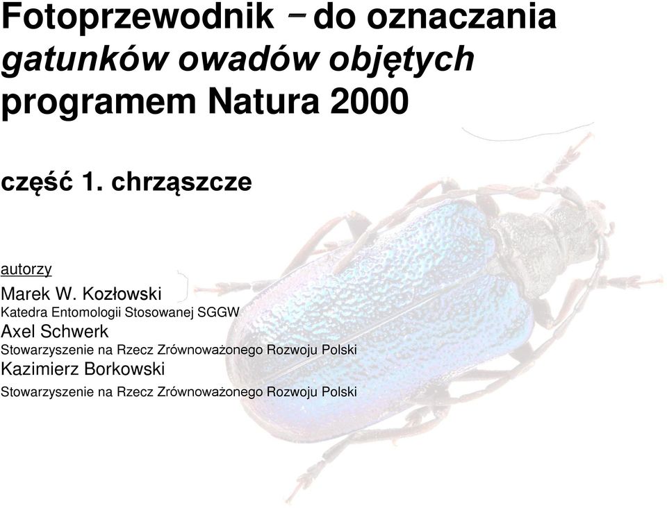Kozłowski Katedra Entomologii Stosowanej SGGW Axel Schwerk Stowarzyszenie
