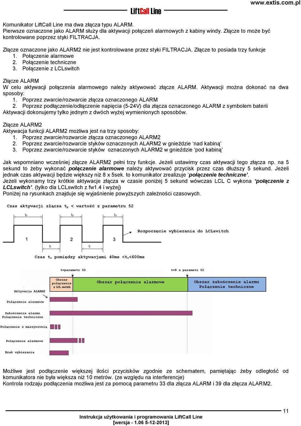 Połączenie z LCLswitch Złącze ALARM W celu aktywacji połączenia alarmowego należy aktywować złącze ALARM. Aktywacji można dokonać na dwa sposoby: 1.