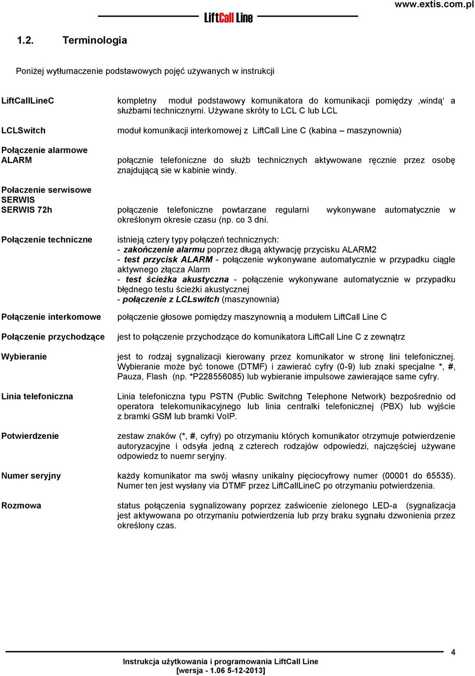 ręcznie przez osobę znajdującą sie w kabinie windy. Połaczenie serwisowe SERWIS SERWIS 72h połączenie telefoniczne powtarzane regularni wykonywane automatycznie w określonym okresie czasu (np.