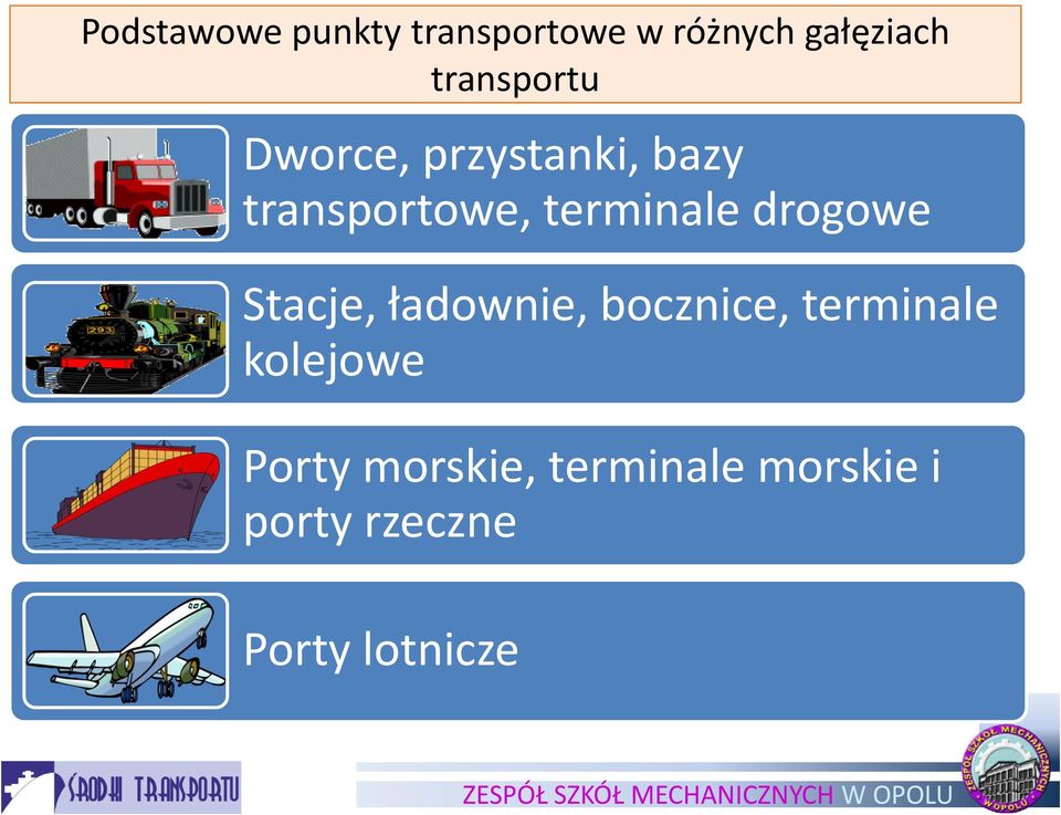 terminale drogowe Stacje, ładownie, bocznice, terminale