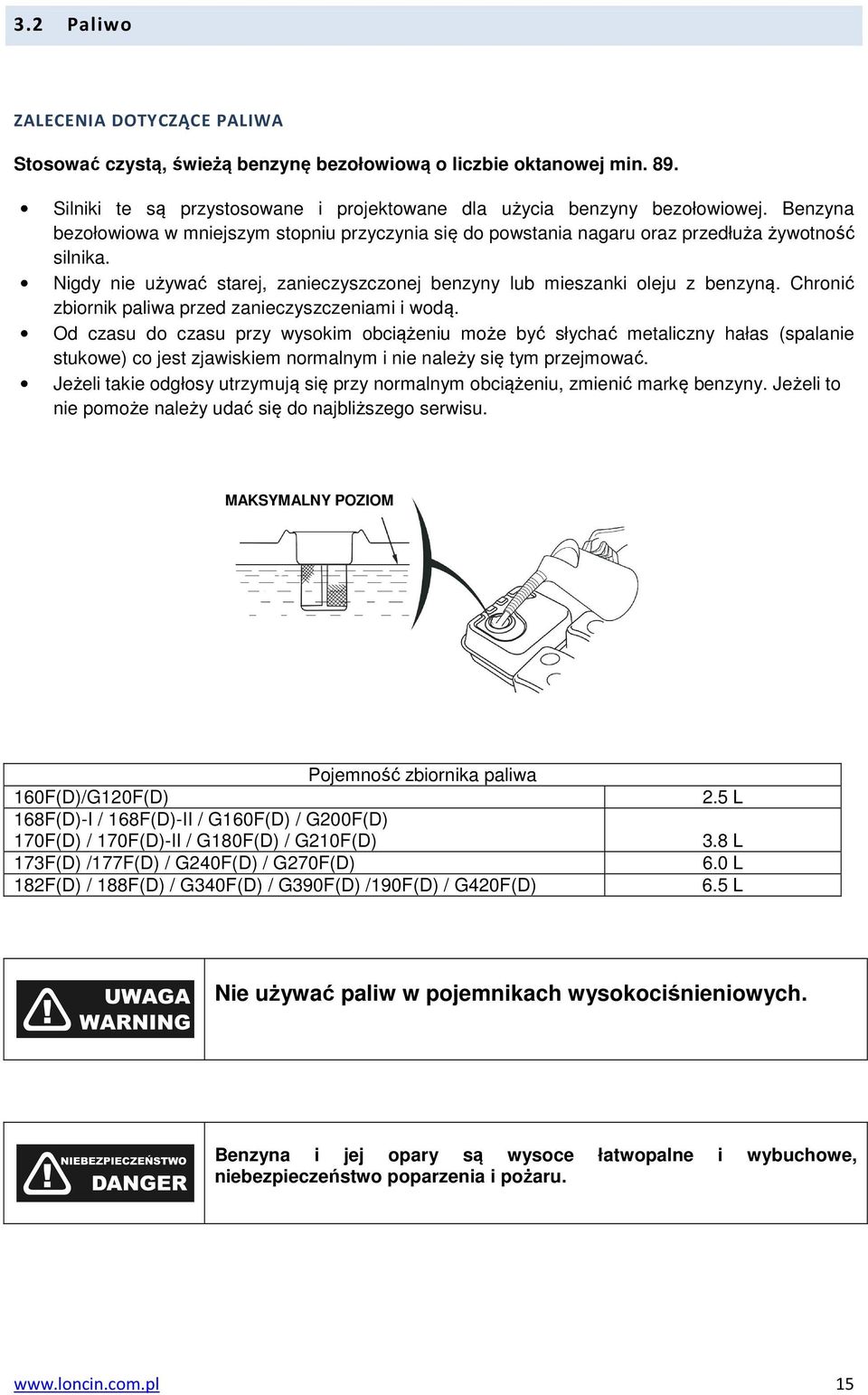Chronić zbiornik paliwa przed zanieczyszczeniami i wodą.