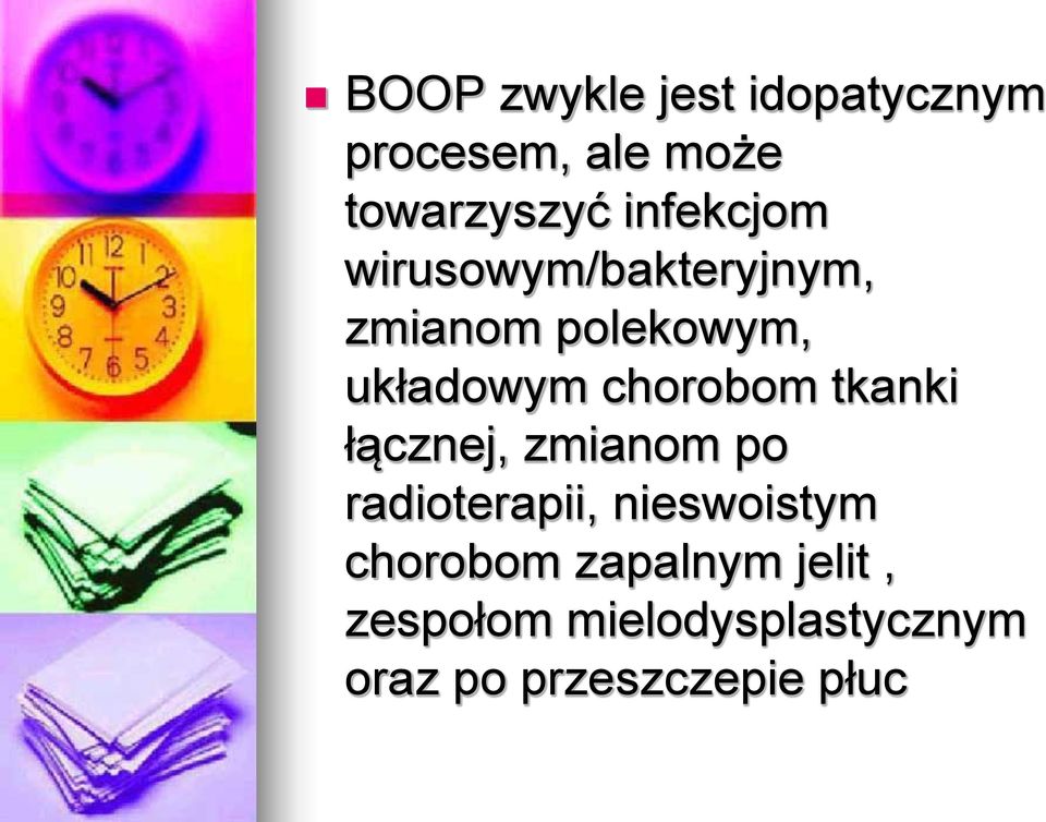chorobom tkanki łącznej, zmianom po radioterapii, nieswoistym