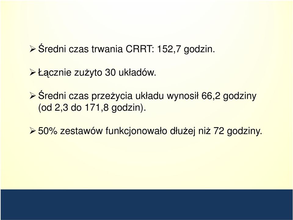 Średni czas przeżycia układu wynosił 66,2