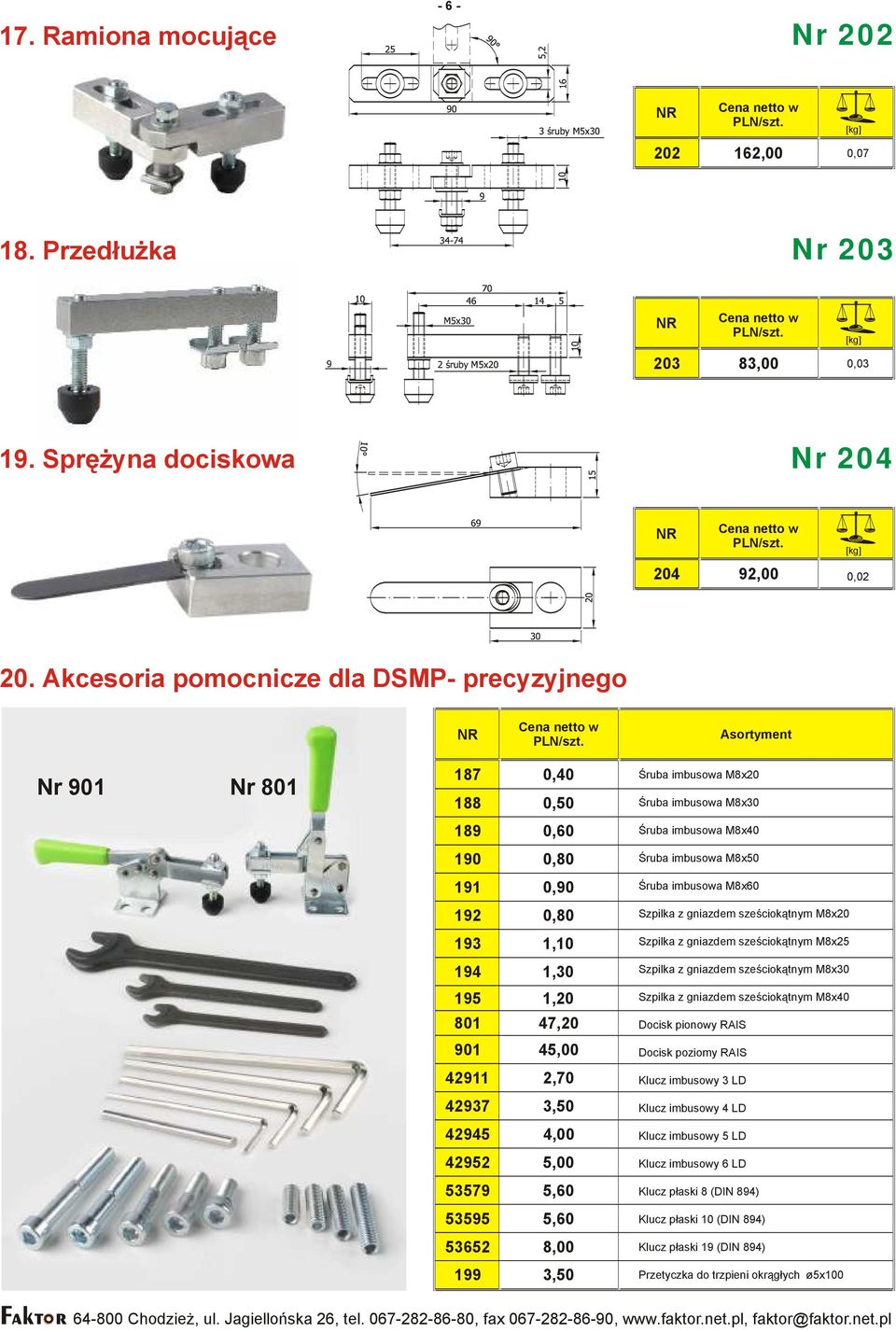 4,00 42952 5,00 53579 5,60 53595 5,60 53652 8,00 199 3,50 Śruba imbusowa M8x20 Śruba imbusowa M8x30 Śruba imbusowa M8x40 Śruba imbusowa M8x50 Śruba imbusowa M8x60 Szpilka z gniazdem sześciokątnym