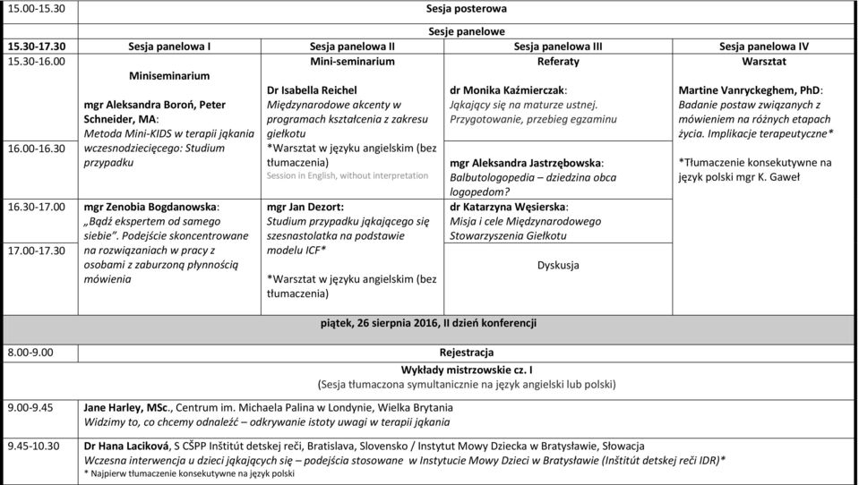 kształcenia z zakresu giełkotu Session in English, without interpretation Referaty dr Monika Kaźmierczak: Jąkający się na maturze ustnej.