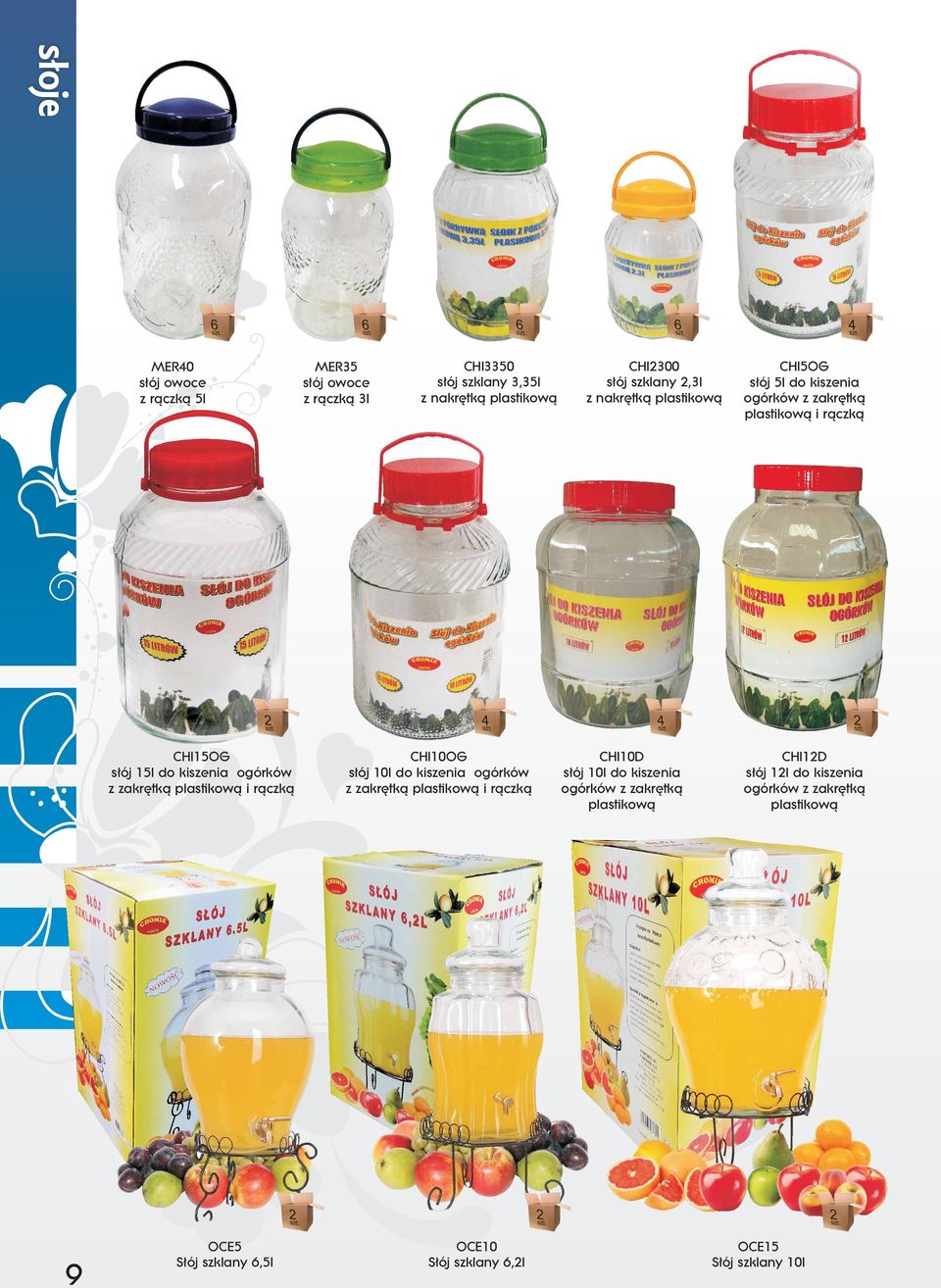 ogórków z zakrętką plastikową i rączką CHI10OG słój 10l do kiszenia ogórków z zakrętką plastikową i rączką CHI10D słój 10l do kiszenia ogórków