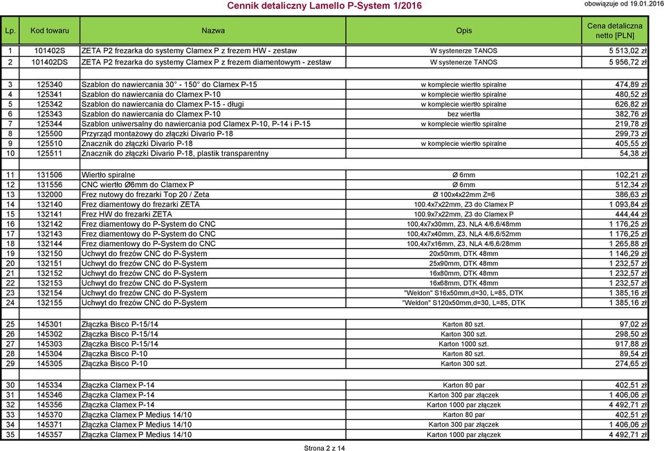 frezem diamentowym - zestaw W systenerze TANOS 5 956,72 zł 3 125340 Szablon do nawiercania 30-150 do Clamex P-15 w komplecie wiertło spiralne 474,89 zł 4 125341 Szablon do nawiercania do Clamex P-10