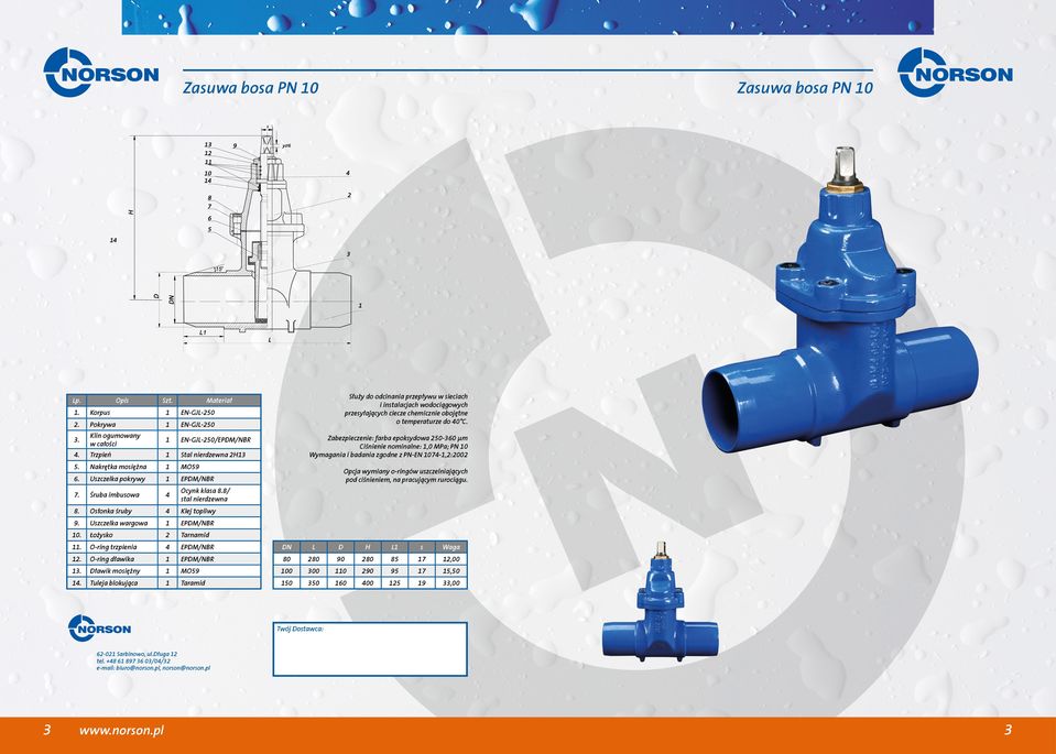 O-ring trzpienia 4 EPDM/NBR 12. O-ring dławika 1 EPDM/NBR 13. Dławik mosiężny 1 MO59 14.