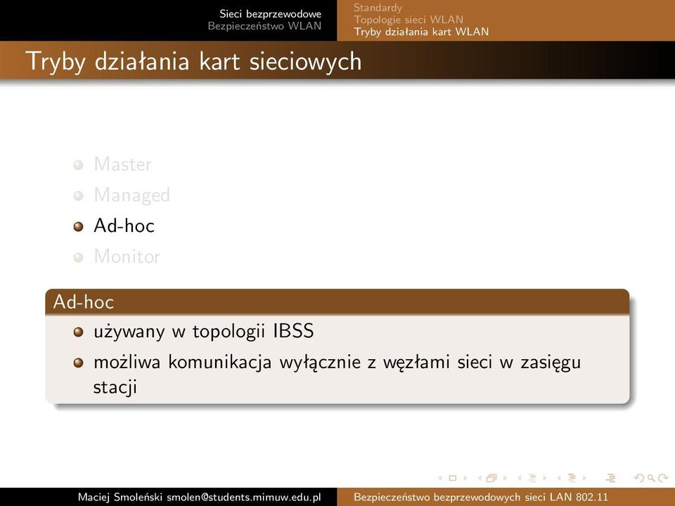 Ad-hoc Monitor Ad-hoc używany w topologii IBSS