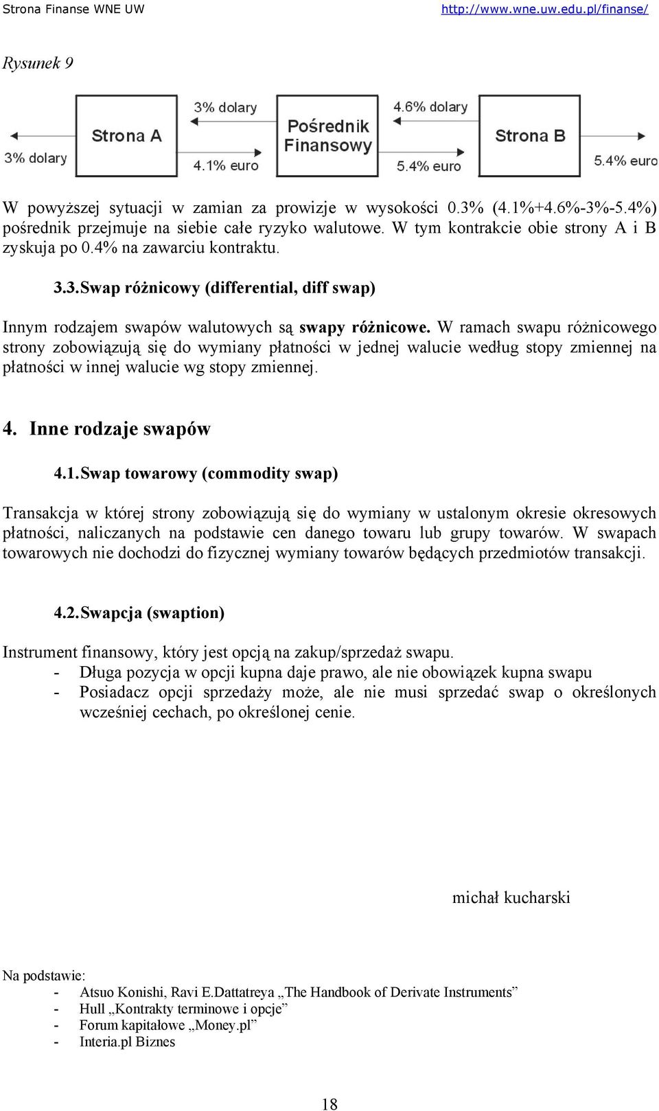 W ramach swapu różnicowego strony zobowiązują się do wymiany płatności w jednej walucie według stopy zmiennej na płatności w innej walucie wg stopy zmiennej. 4. Inne rodzaje swapów 4.1.